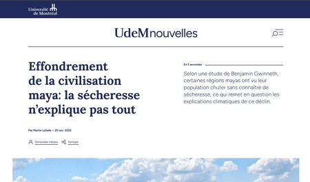 Effondrement de la civilisation maya : la sécheresse (…)