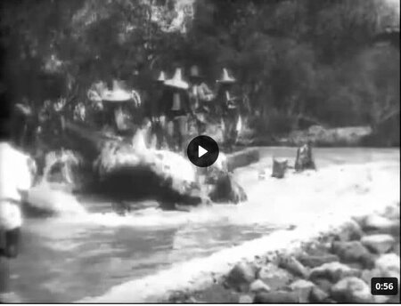 Baignade de chevaux par Gabriel Veyre et frères Lumières